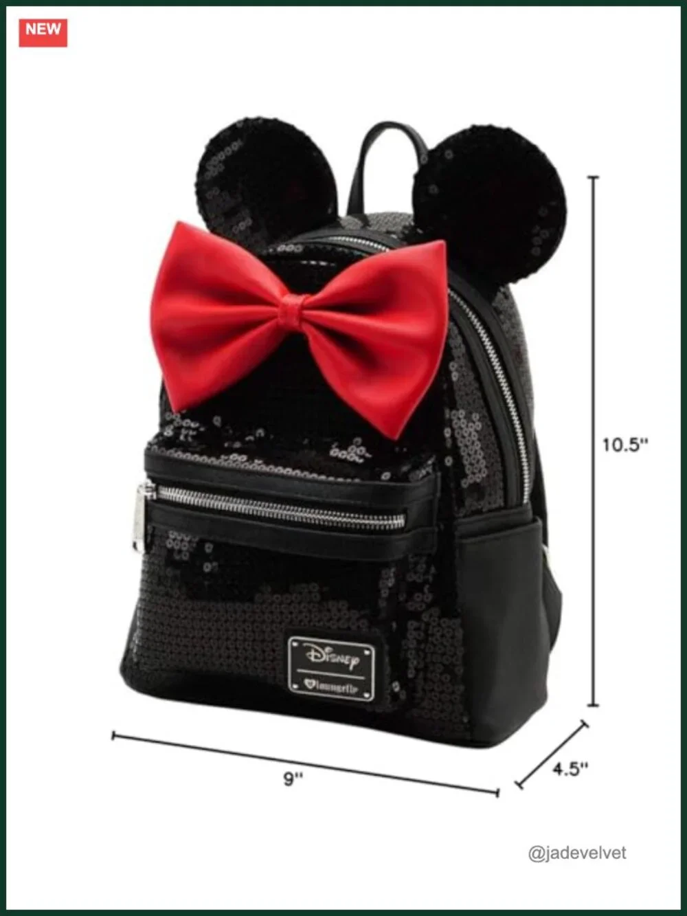 Sequin Minnie Mouse Double Strap Shoulder Bag Purse with Pockets